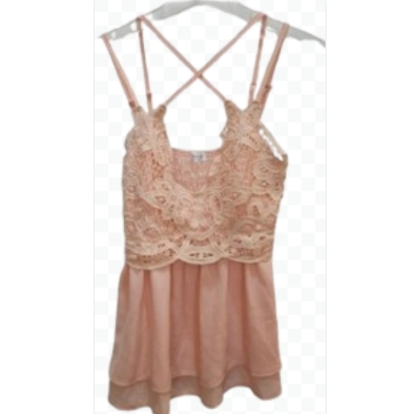 Feager Pink Balletcore Pastel CoquetteGirl Babydoll Lace Crisscross Strap Sz Sm - Picture 1 of 11
